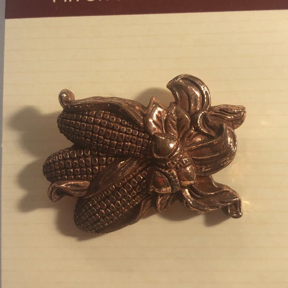 New Vintage Hallmark Lapel Pin Ears Of Corn And Acorns Bundle Fall Brooch 1984
